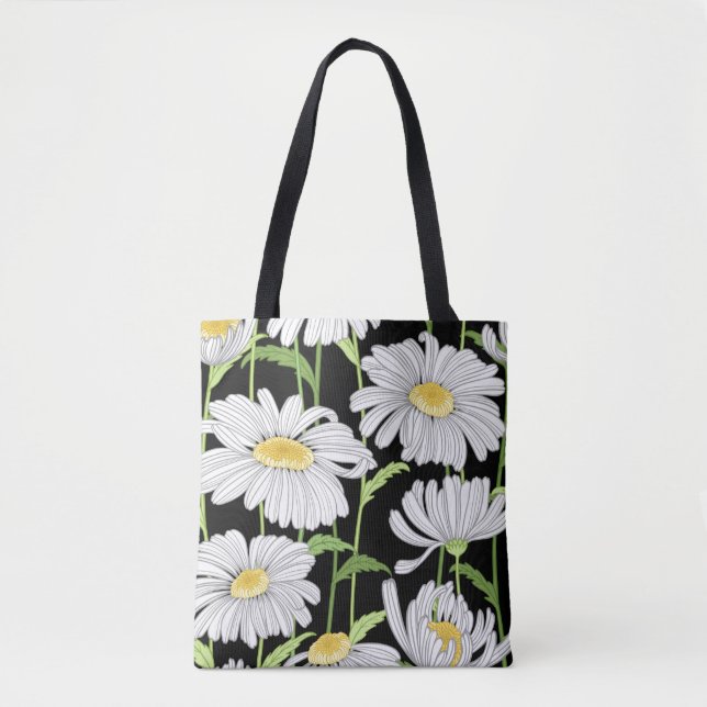 Bolsa Tote padrão sem costura com flores de verão (Frente)