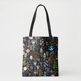 Bolsa Tote padrão sem costura com flores multicoloridas brilh