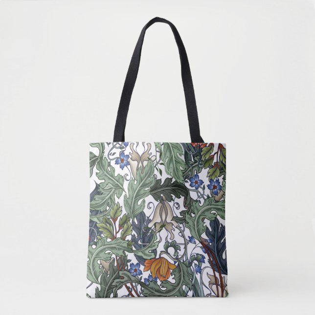 Bolsa Tote Padrão sem costura com flores no estilo de deco de (Frente)