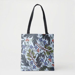 Bolsa Tote Padrão sem costura com flores no estilo de deco de