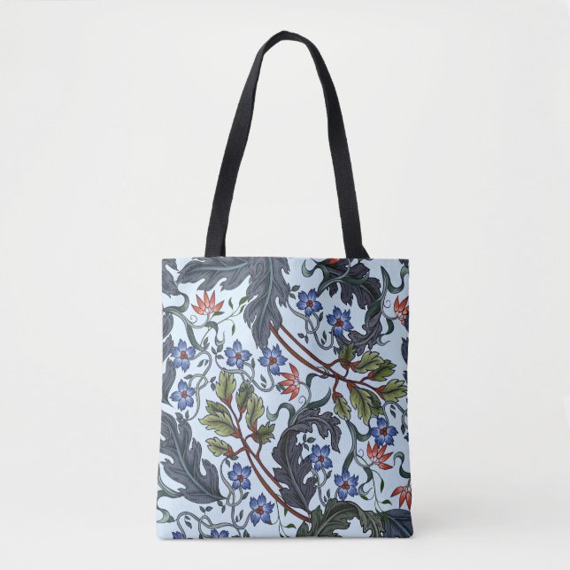 Bolsa Tote Padrão sem costura com flores no estilo de deco de (Frente)