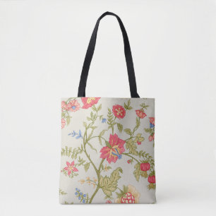 Bolsa Tote Padrão sem costura com flores ornamentais estiliza