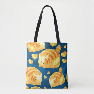 Bolsa Tote Padrão sem costura com gatos poligonais fofinhos,