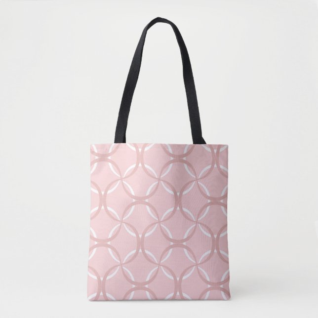 Bolsa Tote Padrão sem costura com linhas onduladas cor-de-ros (Frente)