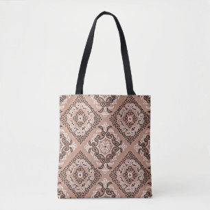 Bolsa Tote Padrão sem costura com ornamento de aquarela