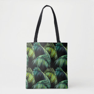 Bolsa Tote Padrão sem costura com palmeiras tropicais. Água
