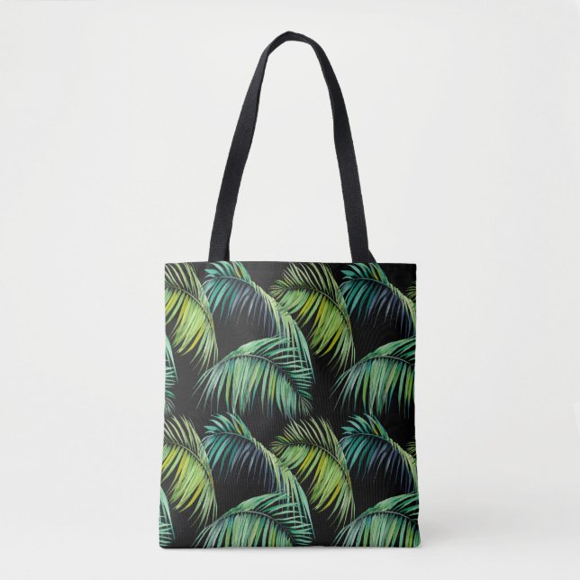 Bolsa Tote Padrão sem costura com palmeiras tropicais. Água (Frente)