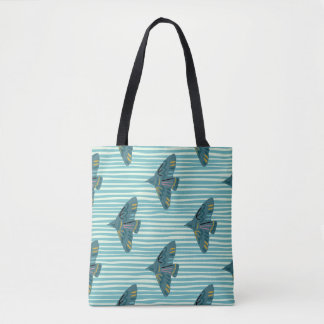 Bolsa Tote Padrão sem costura com terra criativa de aves dese