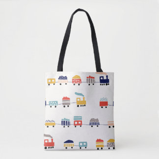 Bolsa Tote Padrão sem costura com trens coloridos bonitos