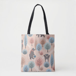 Bolsa Tote Padrão sem costura com ursos bonitos e engraçado