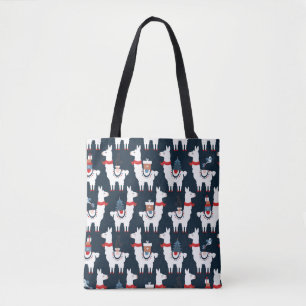 Bolsa Tote Padrão sem costura de lhamas de Natal