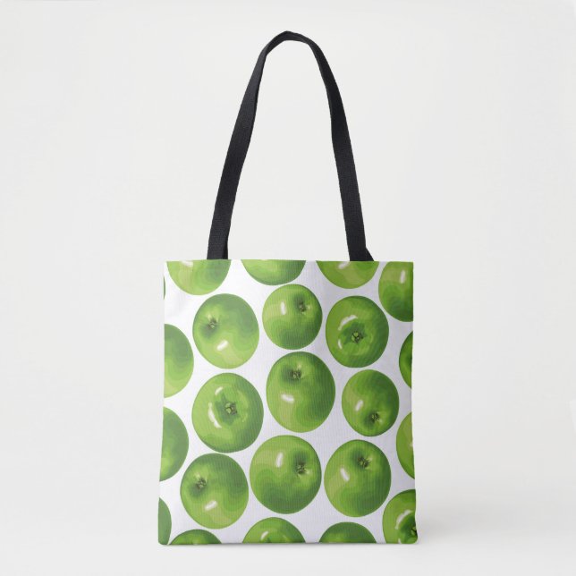 Bolsa Tote Padrão sem costura de maçã verde (Frente)