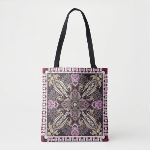 Bolsa Tote Padrão sem costura de mandala colorido