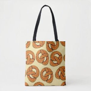 Bolsa Tote Padrão sem costura de outono com pretzels,october