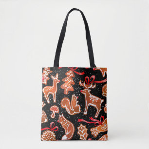 Bolsa Tote Padrão sem costura de pão de gengibre de aquarel