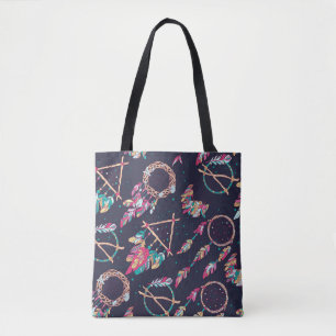 Bolsa Tote padrão sem costura de safra com captura de sonho d