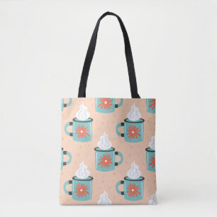 Bolsa Tote Padrão sem costura de taça azul claro.