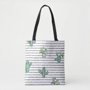 Bolsa Tote Padrão sem costura do cacto do cacto de Aquarela