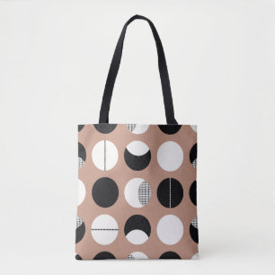 Bolsa Tote Padrão sem costura dos círculos pretos e brancos