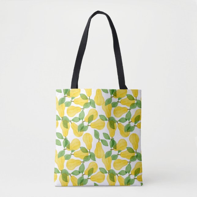Bolsa Tote Padrão sem costura feito de peras com folhas (Frente)