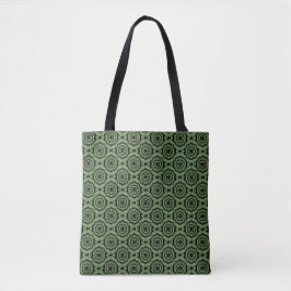 Bolsa Tote Padrão Sem Costura Flor Verde Preta