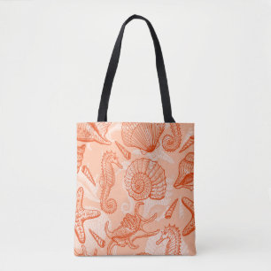 Bolsa Tote Padrão sem descontinuidades de animais marinhos