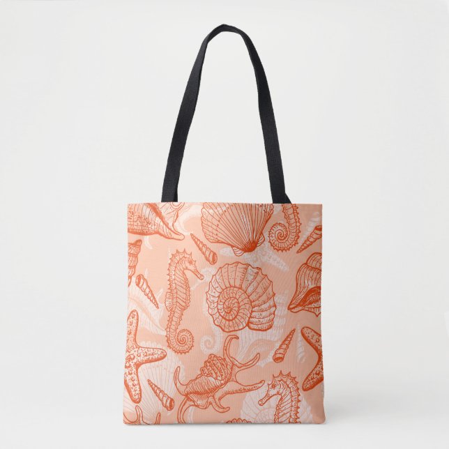 Bolsa Tote Padrão sem descontinuidades de animais marinhos (Frente)