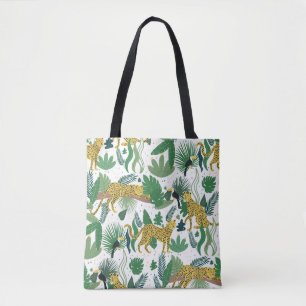 Bolsa Tote padrão sem descontinuidades de leopardos na selva.