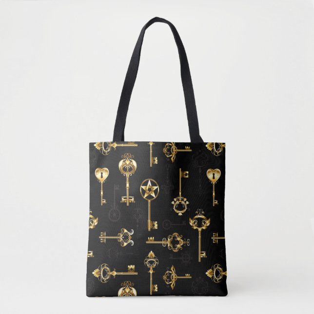 Bolsa Tote Padrão sem falhas com chaves de Ouro (Frente)