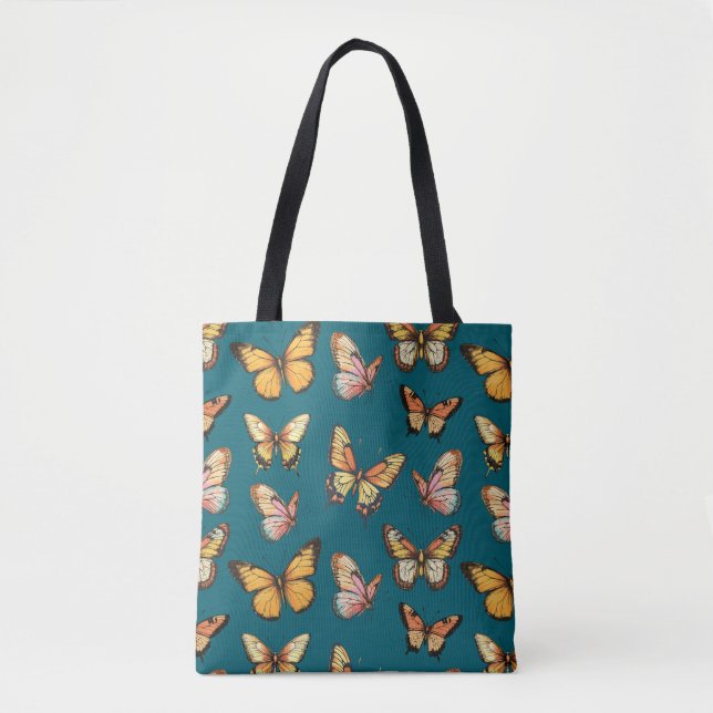 Bolsa Tote Padrão Sem Olho De Borboleta. Borboleta Monarca (Frente)