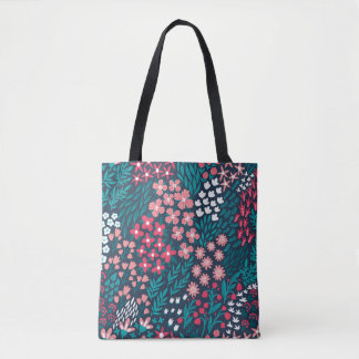 Bolsa Tote Padrão sem soldadura de flores de vindima. Sem fim