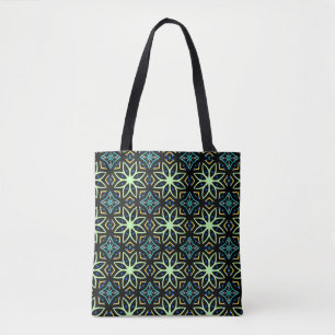 Bolsa Tote Padrão Simétrico Floral Invisível