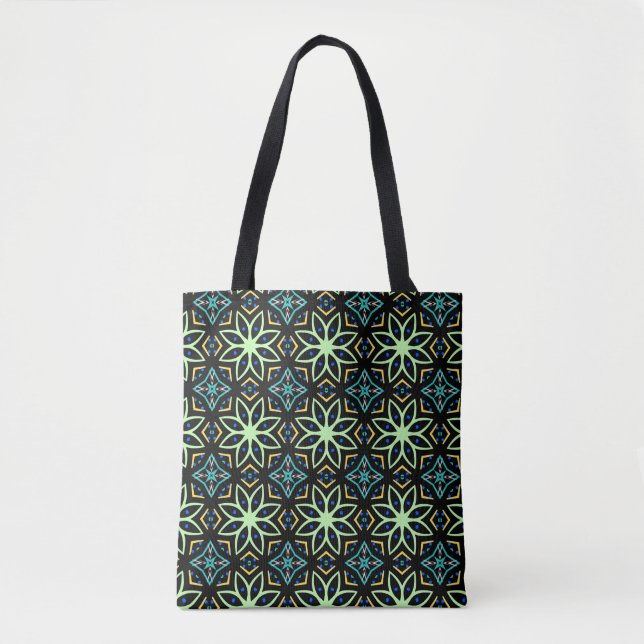 Bolsa Tote Padrão Simétrico Floral Invisível (Frente)