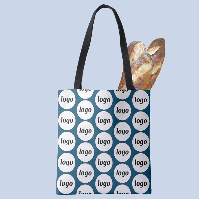 Bolsa Tote Padrão simples de logotipo verde comercial (Simple logo pattern business branding promotional teal green tote bag)