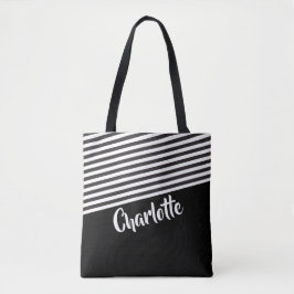 Bolsa Tote Padrão Strike Preto e Branco Personalizado