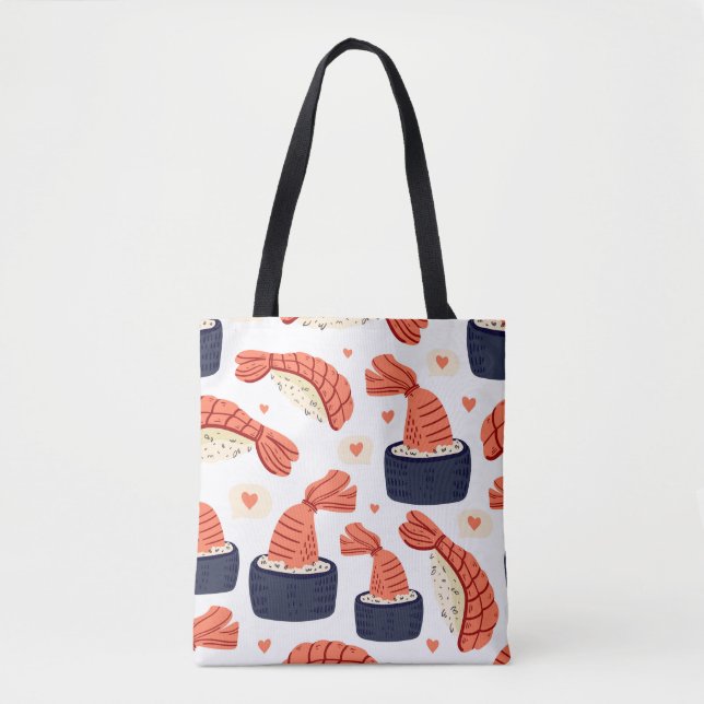Bolsa Tote Padrão Sushi Japonês de Comida Invisível (Frente)