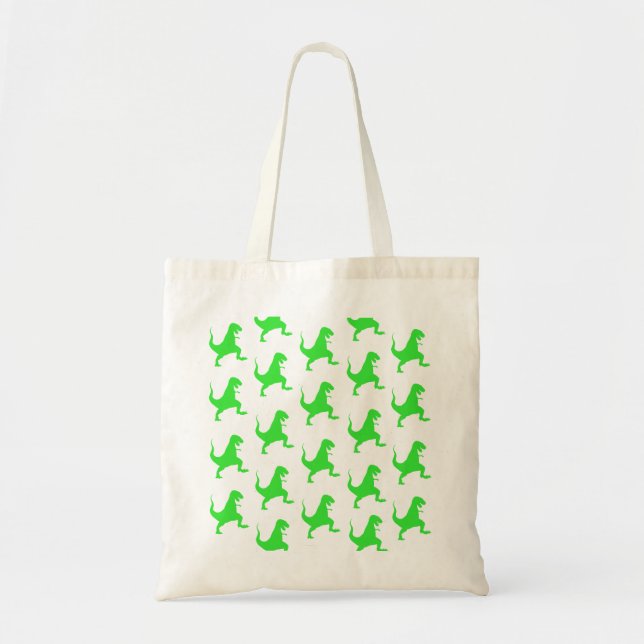 Bolsa Tote Padrão t-rex verde (Frente)