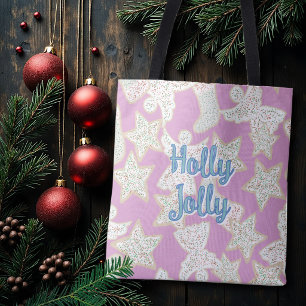 Bolsa Tote Padrão Tradicional de Biscoitos de Natal Holly Jol