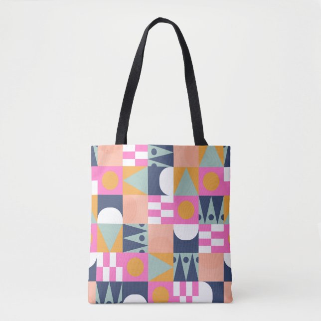 Bolsa Tote Padrão transparente do bloco africano de cores cla (Frente)
