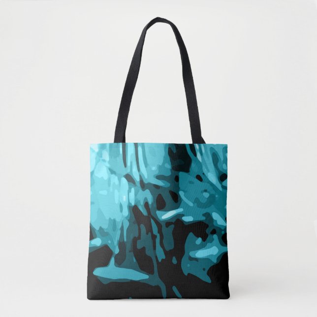 Bolsa Tote Padrão Trendy Blue Teal Aqua Camo (Frente)