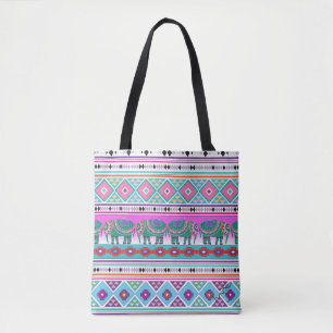 Bolsa Tote Padrão Tribal Aztec Elefantes, Legal