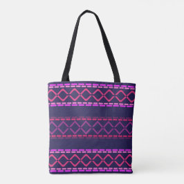 Bolsa Tote Padrão Tribal Rosa e Roxo Sem Costura
