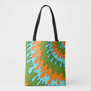 Bolsa Tote Padrão Trippy Green Orange Liquid Stripe Y2K