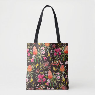 Bolsa Tote Padrão tropical aquoso, flores, banheiras o