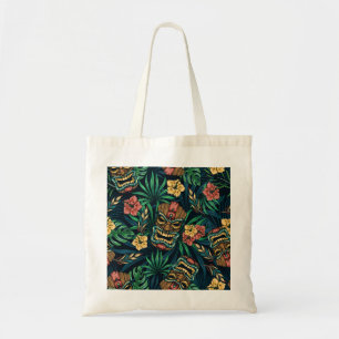 Bolsa Tote Padrão Tropical de Máscara de Tiki Havaiano