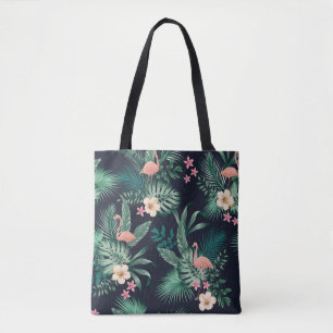 Bolsa Tote padrão tropical sem costura com folhagem esmagado