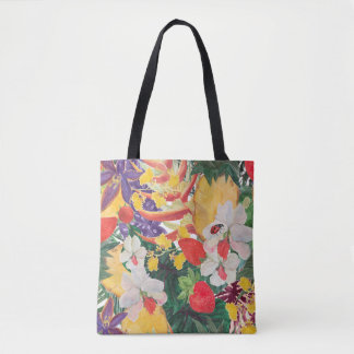 Bolsa Tote Padrão tropical sem costura WAtercolor com f exóti