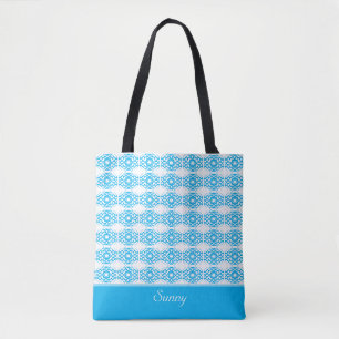 Bolsa Tote Padrão turquesa moderno e elegante & caligrafia