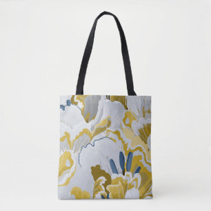 Bolsa Tote padrão uniforme de abstrato. Cinzas leves, amarela