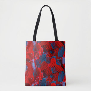 Bolsa Tote padrão uniforme de abstrato em cor vermelha e azu